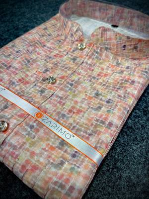 Multicolor sequins cotton silk stitched mens kurta 4