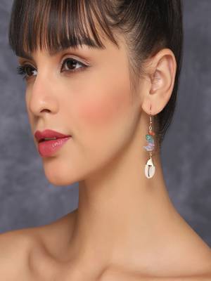 Dainty multi coloured stone drop earrings 1