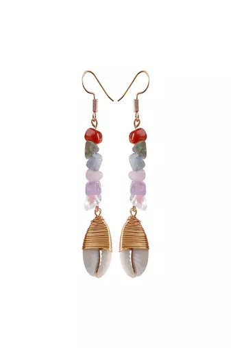 Dainty multi coloured stone drop earrings