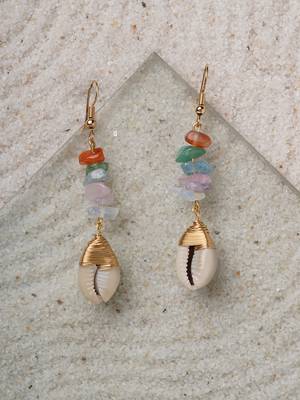 Dainty multi coloured stone drop earrings 3