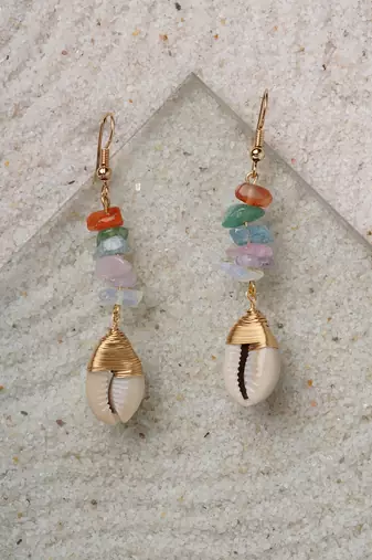 Dainty multi coloured stone drop earrings