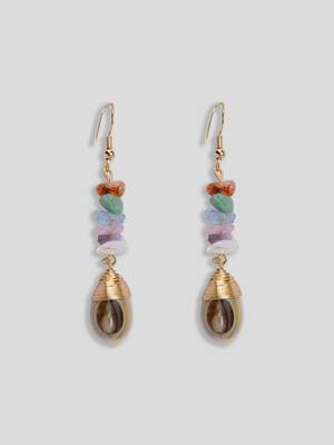 Dainty multi coloured stone drop earrings 4