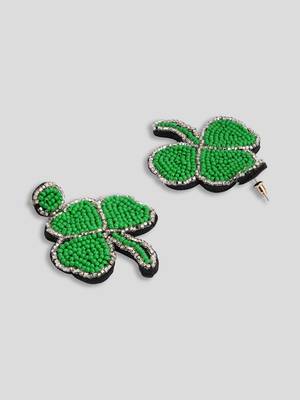 Green leaf bohemian rice bead earrings 2