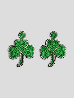 Green leaf bohemian rice bead earrings 3
