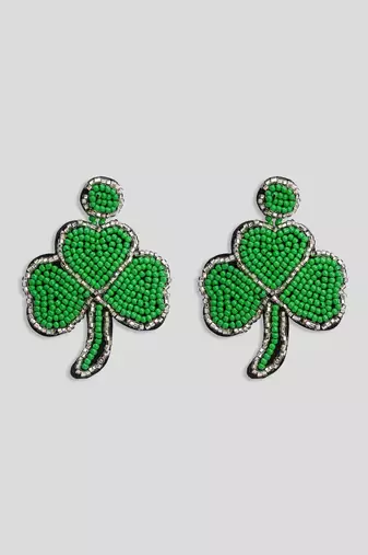 Green leaf bohemian rice bead earrings