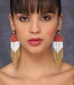 Multi coloured long tasselled boho earrings