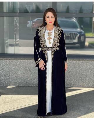 Dual Zari Stone Work Georgette Islamic Style Beads Embedded Partywear Kaftan Long Gown Evening wear Dubai kaftan 1