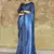 Astounding Navy-Blue Sequined Satin Festive Wear Saree With Blouse