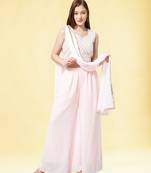 Pink Georgette Crop Top Palazzo Set
