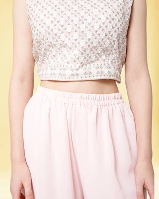 Pink Georgette Crop Top Palazzo Set 6
