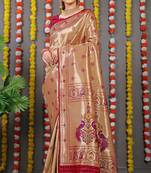Rec pure silk with gold zari Faux kanchipuram saree with blouse