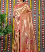 Light pink pure silk with gold zari Faux kanchipuram saree with blouse