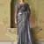 Winning Grey Sequined Embroidered Satin Party Wear Saree With Blouse