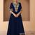 Navy blue color georgette semi stitched embroidered designer suit