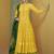 Yellow color faux georgette semi stitched embroidered designer suit