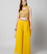 Women Georgette Ethnic Top Palazzo Dupatta Set 