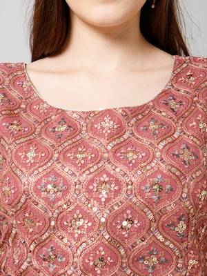 Women Georgette Ethnic Crop  Top Palazzo Dupatta Set  6