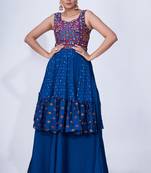 Fusionic navy-blue mirror_work readymade-suits With Dupatta