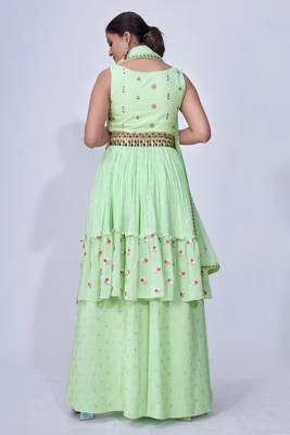 Fusionic green mirror_work readymade-suits With Dupatta 2