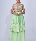 Fusionic green mirror_work readymade-suits With Dupatta