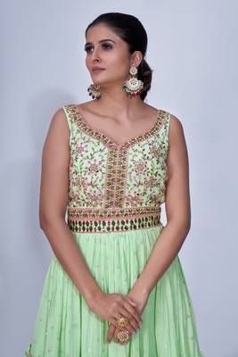 Fusionic green mirror_work readymade-suits With Dupatta 3