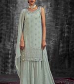 Fusionic green mirror_work readymade-suits With Dupatta