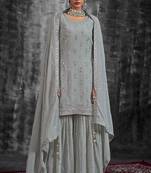 Fusionic grey mirror_work readymade-suits With Dupatta