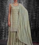 Fusionic green mirror_work readymade-suits With Dupatta