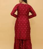 Fusionic maroon sequins_work readymade-suits With Dupatta