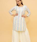 Fusionic white thread_work readymade-suits With Dupatta