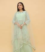 Fusionic sea-green  readymade-suits With Dupatta