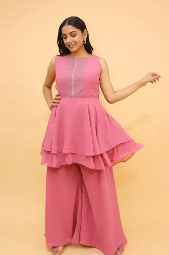 Fusionic light-pink  readymade-suits With Dupatta