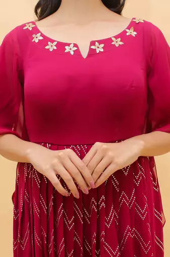 Fusionic raspberry  readymade-suits With Dupatta