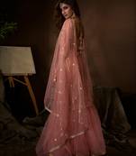Fusionic pink thread_work dress-materials With Dupatta