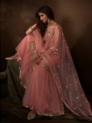 Fusionic pink thread_work dress-materials With Dupatta 2