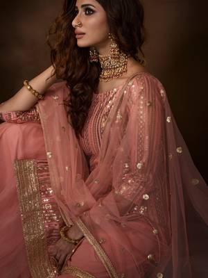 Fusionic pink thread_work dress-materials With Dupatta 4