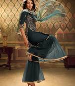 Fusionic green sequins_work dress-materials With Dupatta