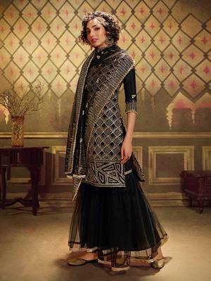 Fusionic black sequins_work dress-materials With Dupatta 1