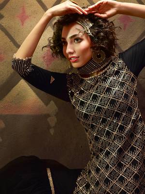 Fusionic black sequins_work dress-materials With Dupatta 2