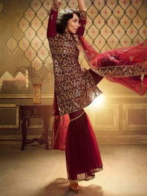 Fusionic maroon sequins_work dress-materials With Dupatta 2
