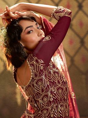 Fusionic maroon sequins_work dress-materials With Dupatta 3