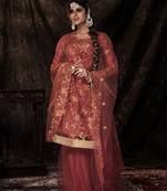 Fusionic orange sequins_work dress-materials With Dupatta