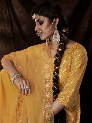 Fusionic mustard sequins_work dress-materials With Dupatta 1