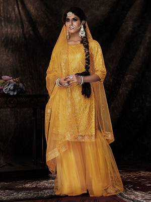 Fusionic mustard sequins_work dress-materials With Dupatta 2
