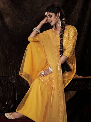Fusionic mustard sequins_work dress-materials With Dupatta 4