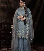 Fusionic grey sequins_work dress-materials With Dupatta