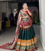Women's Tussar Silk With Patola Print And Foil Work Lehenga Choli