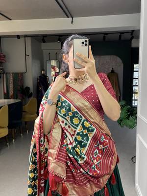 Women's Tussar Silk With Patola Print And Foil Work Lehenga Choli 4