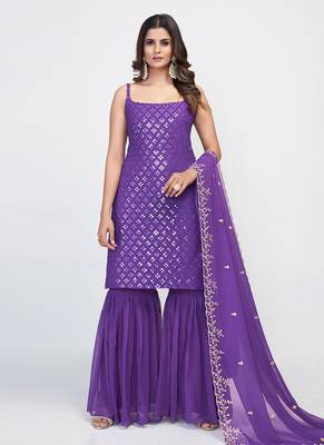 Fusionic purple sequins_work readymade-suits With Dupatta 1