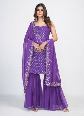 Fusionic purple sequins_work readymade-suits With Dupatta 2